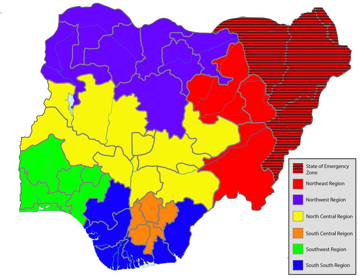harta nigeria arată toate statele