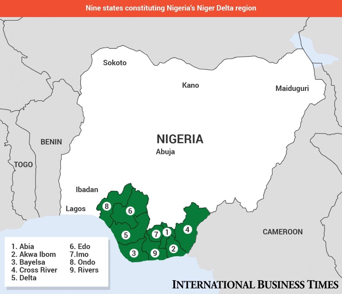 Harta deltei nigerului hartă în nigeria