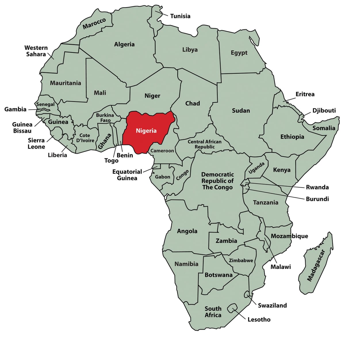 Harta africii arată nigeria