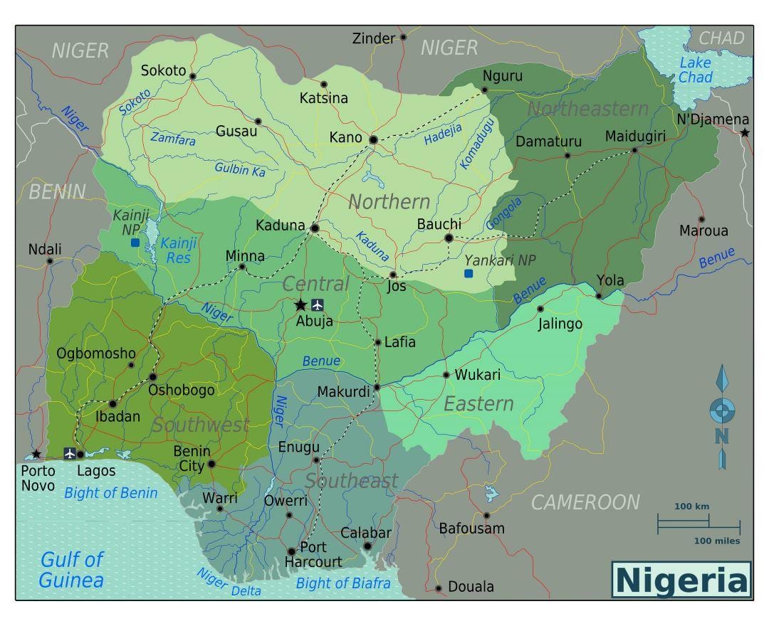 nigeria africa de sud hartă