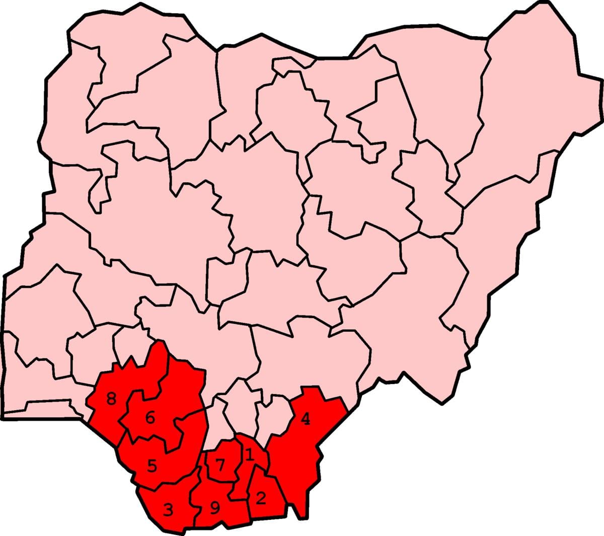 Harta de sud de sud, nigeria