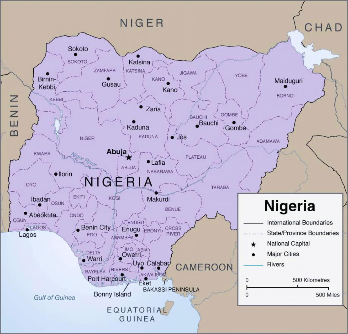 Harta detaliată nigeria