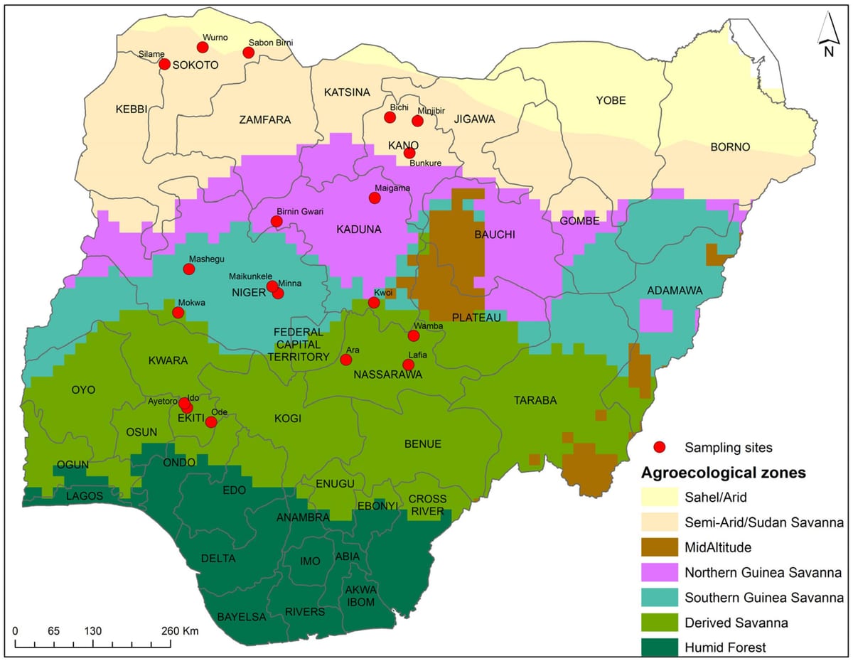 harta nigeria arată culturilor de distribuție