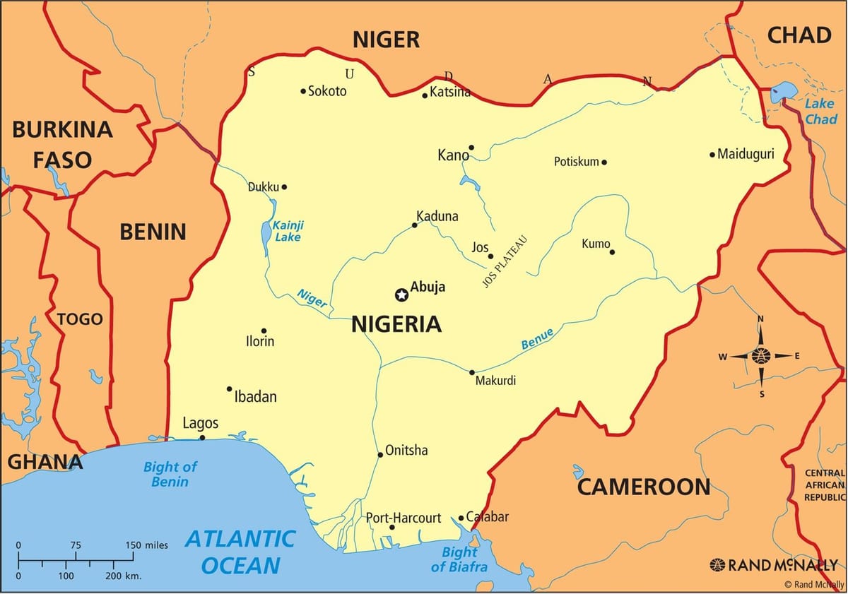 harta nigeria arată râul niger și benue