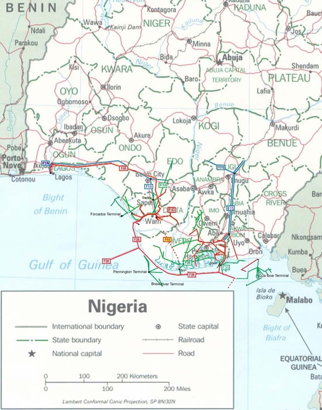 Harta nigeria conducte 