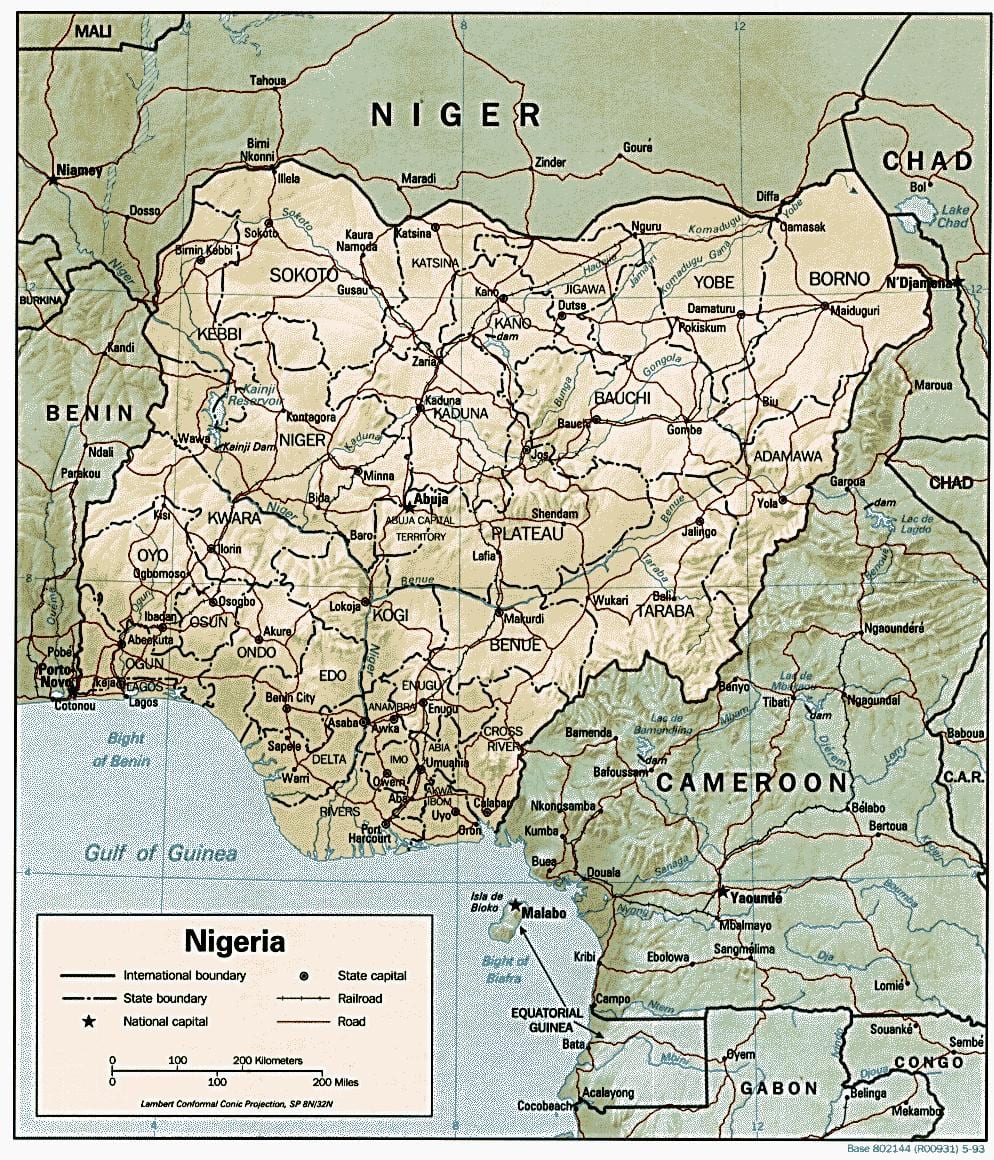 harta geografică a nigeria