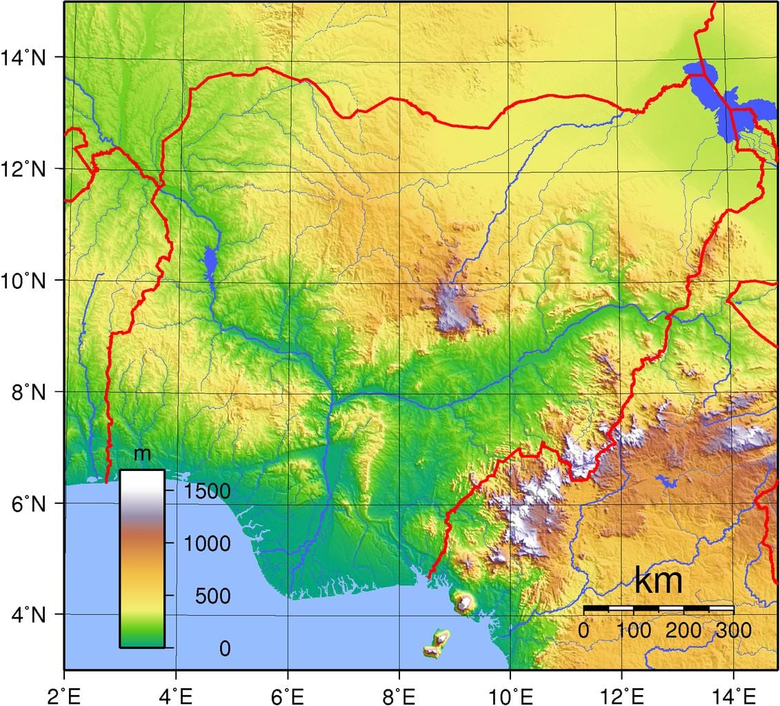 Harta nigeria topografice