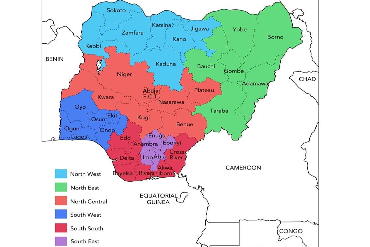 harta nigeria arată zone geopolitice