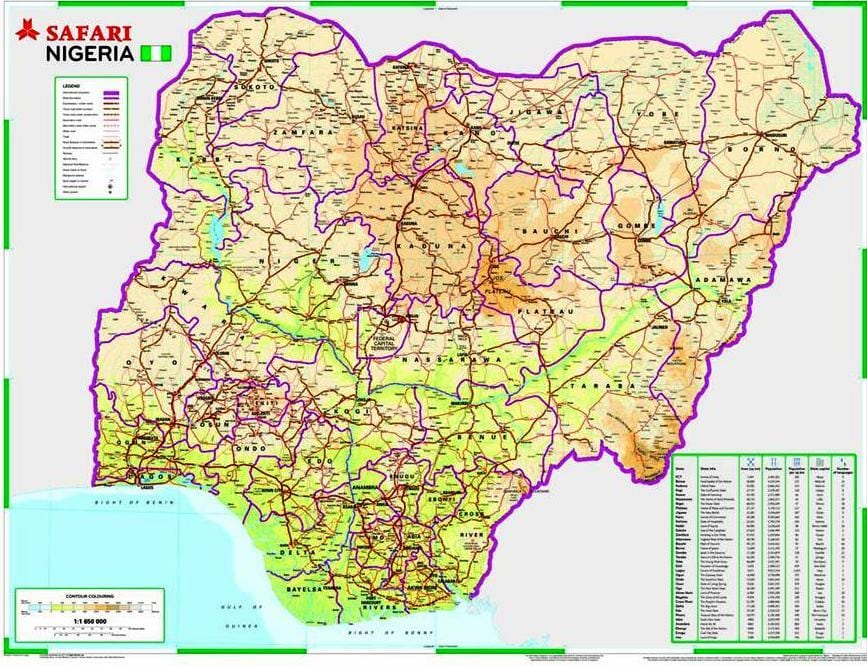 Harta nigeria distanța rutieră