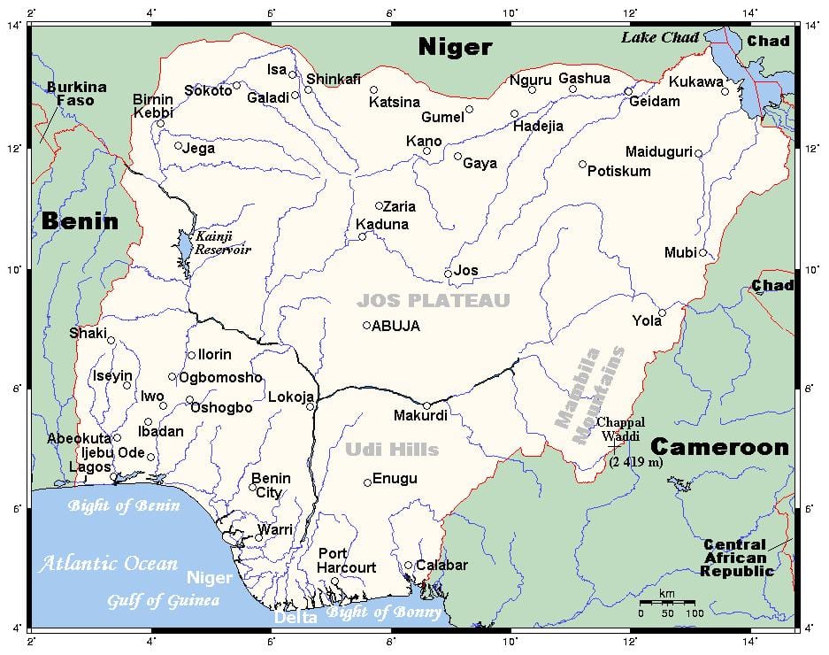 râuri în nigeria hartă