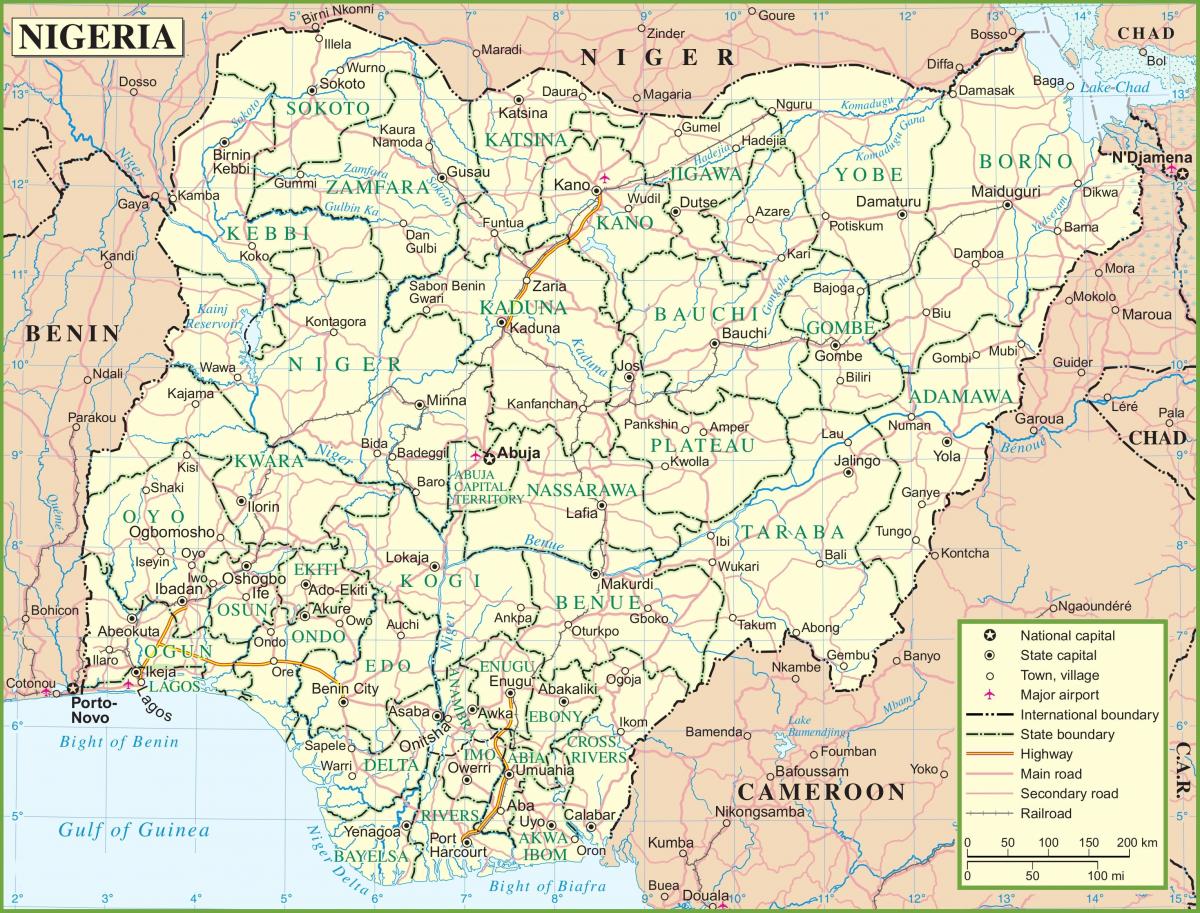 harta nigeria arată drumurile principale