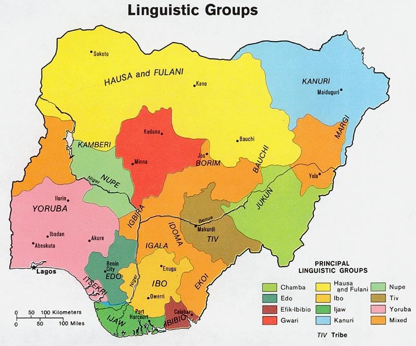 harta nigeria arată grupuri etnice