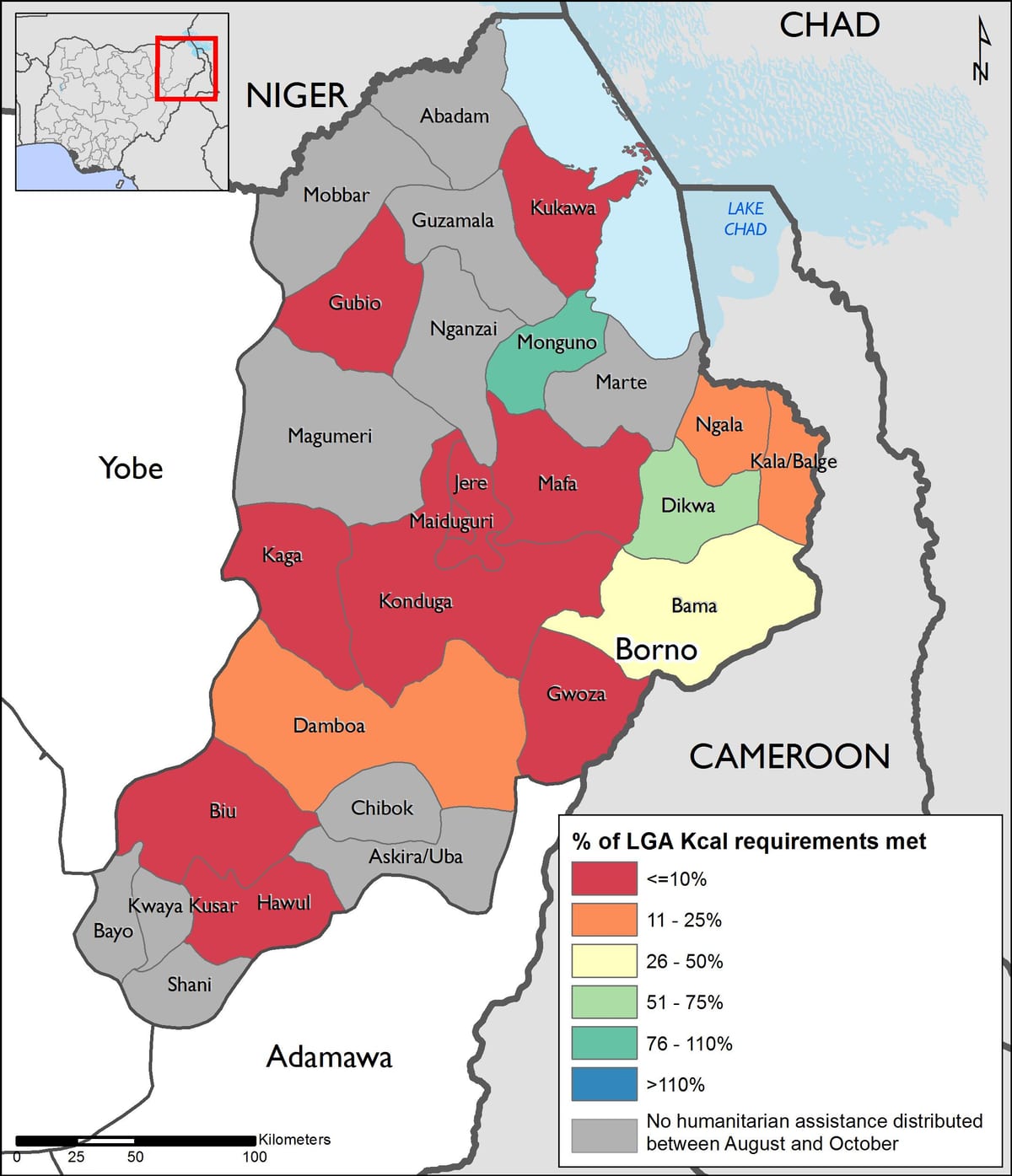 Harta din nord-estul nigeriei