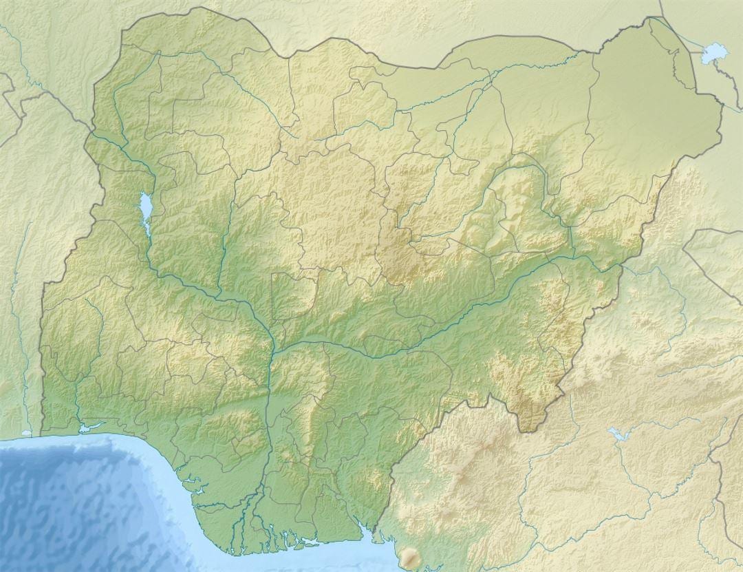 harta nigeria arată relief și drenaj