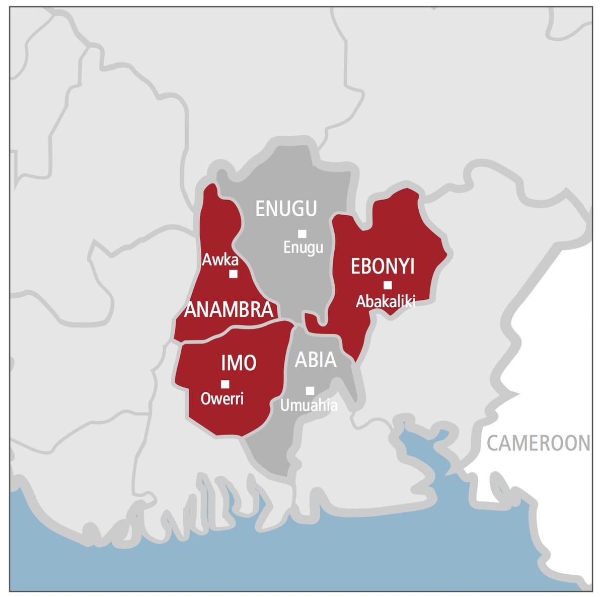 Harta de sud-est nigeria