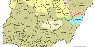 Harta nigeria arată cele 36 de state și capitalele lor