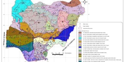 Harta nigeria arată diferite zone de vegetatie