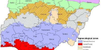 Harta nigeria arată zone ecologice