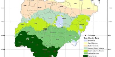 Harta nigeria arată zona climatică