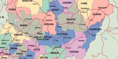 Harta de nigeria cu state și orașe