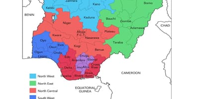Harta nigeria arată zone geopolitice